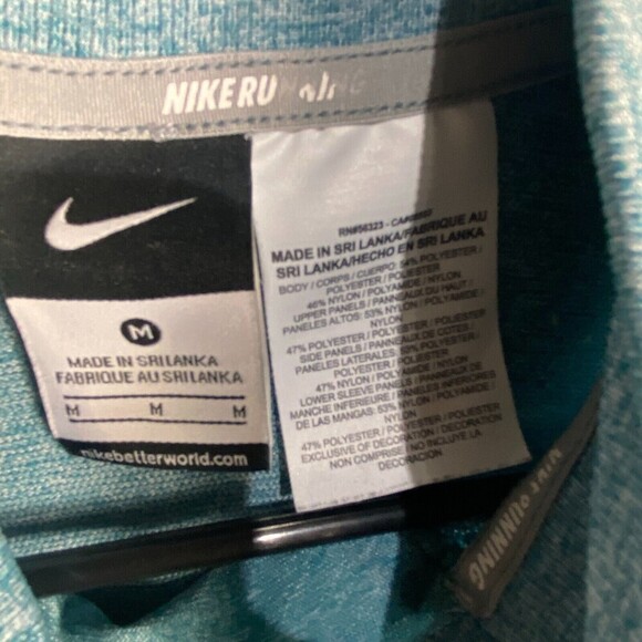 Nike Dri Fit sz M stretch Knit Half Zip Running Pullover Active Blue green - Picture 4 of 7